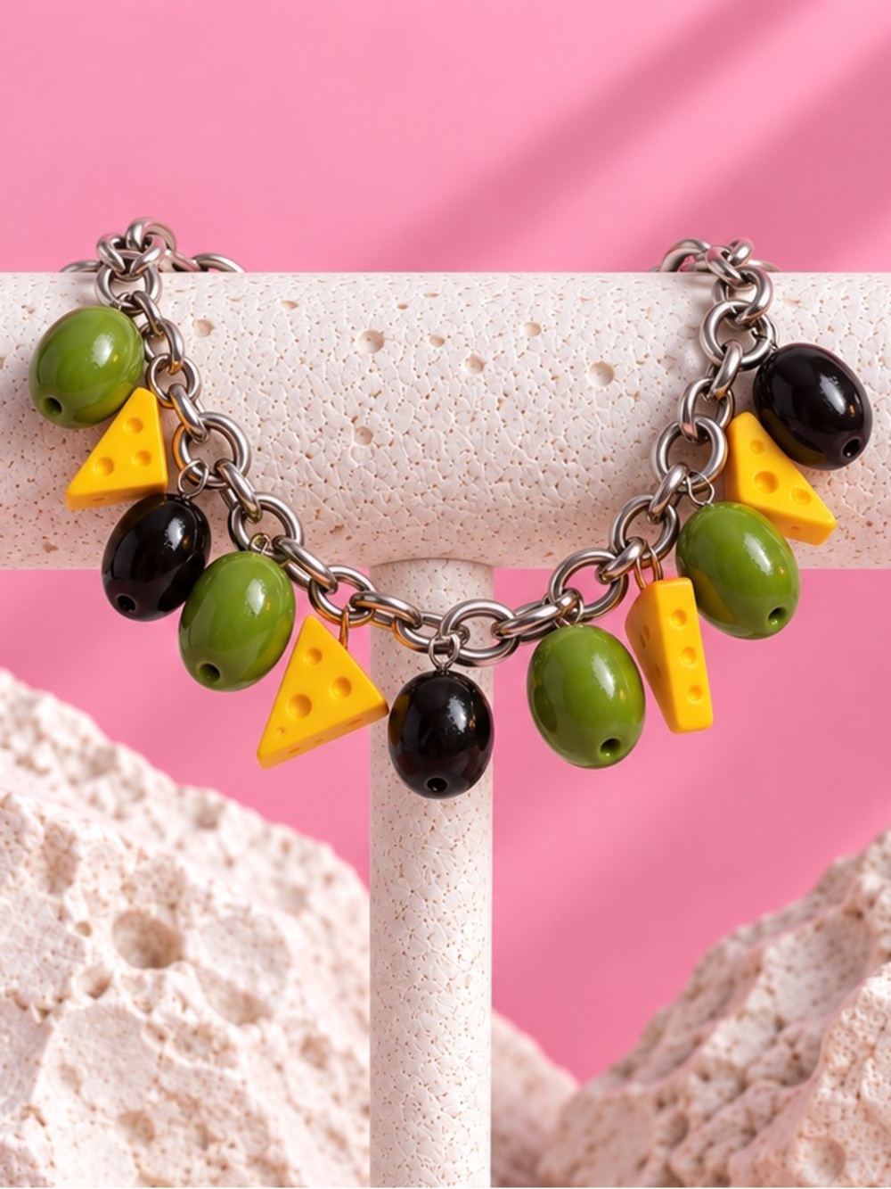 NWT Olive and Swiss Cheese Charm Bracelet - Handmade